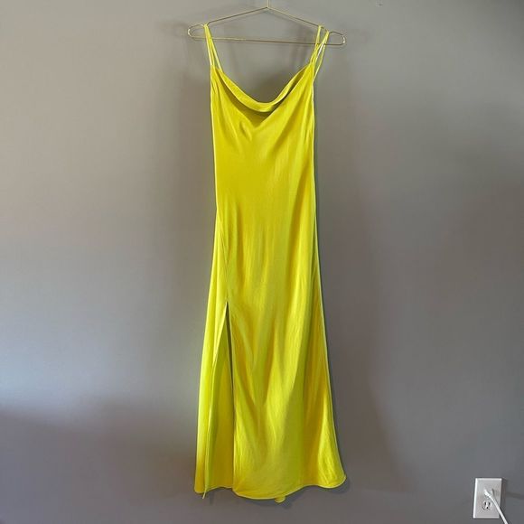 ZARA Neon Yellow Strappy Maxi Dress || SZ S - Picture 6 of 17